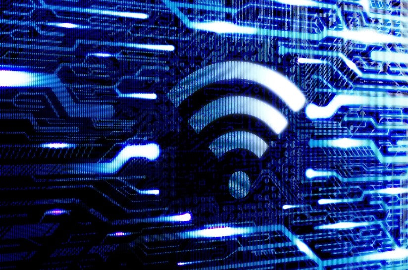 An image of a wireless internet symbol that represents IoT wireless connectivity and WiFi 6 technology. 